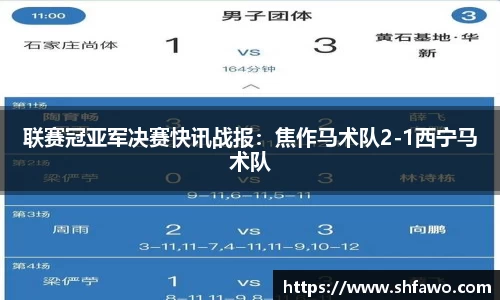 联赛冠亚军决赛快讯战报：焦作马术队2-1西宁马术队